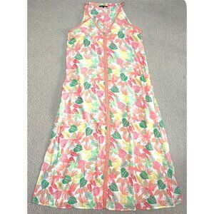 America Beyond Floral Maxi Dress Halter Neon Tropical‎ Lightweight Slits
